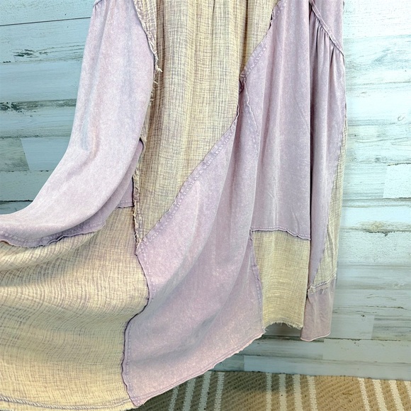 Oli & Hali Boho Oversized Patchwork Cotton Dress Raw Seam Lagenlook L - Picture 9 of 13